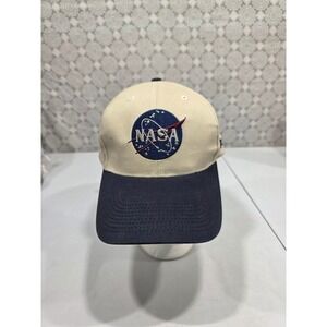 NASA‎ Astronaut Embroidered Baseball Cap Tan Navy Blue Adjustable Strap